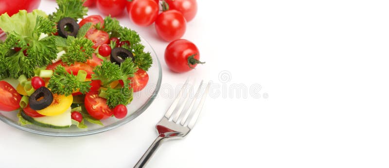 Salad on Plate and Fly Vegetable on White Stock Photo Image of green