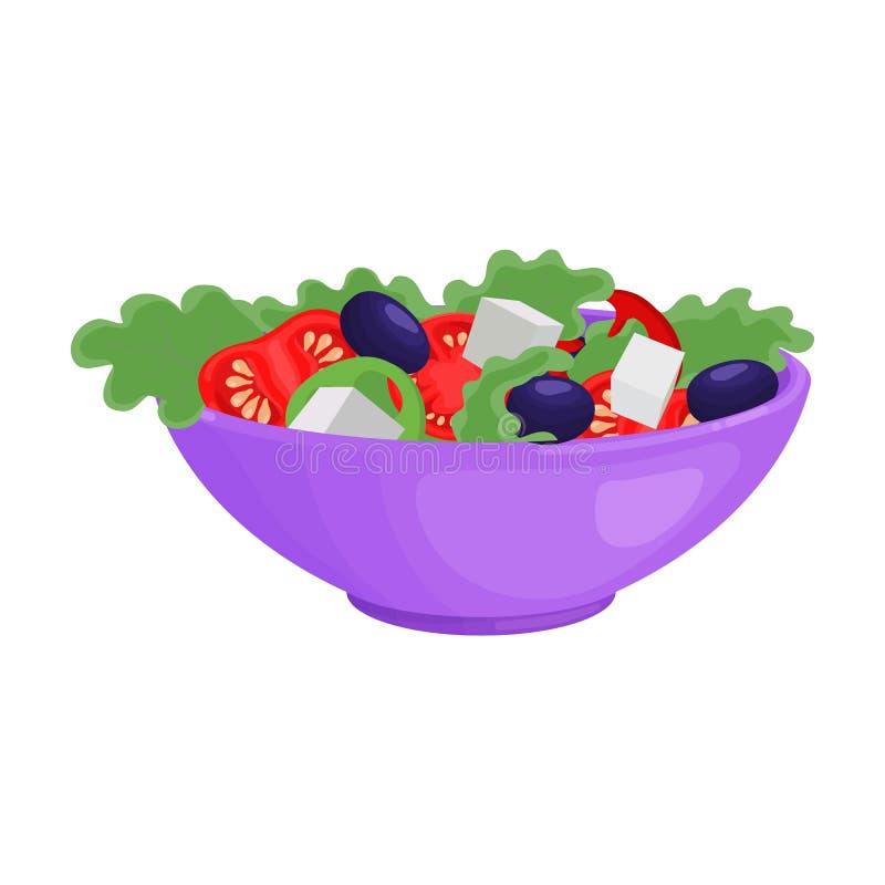 Vegetable Salad Vector Icon.Cartoon Vector Icon Isolated on White