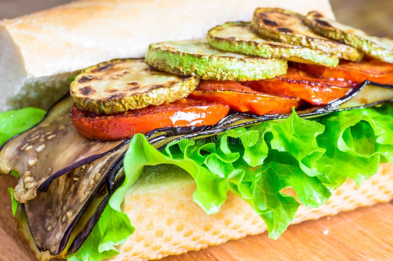 Vegetable Sandwich with Eggplant and Zucchini Stock Photo Image of