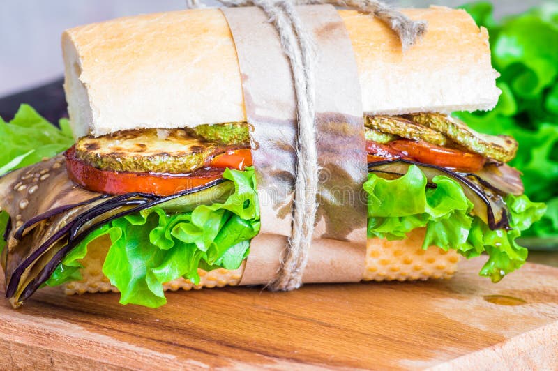 Vegetable Sandwich With Eggplant And Zucchini Stock Image Image of