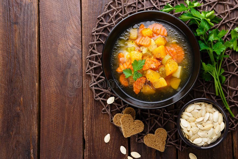 Vegetable Soup with Carrot, Potato and Pumpkin. Healthy Vegetarian Food ...