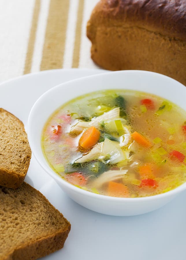 Vegetable Soup with Chicken Breast Stock Image Image of carrots