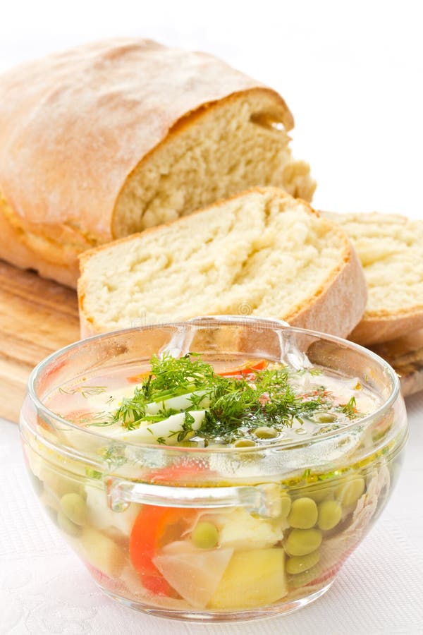 Vegetable Soup with Green Peas Stock Photo Image of herbs, garlic
