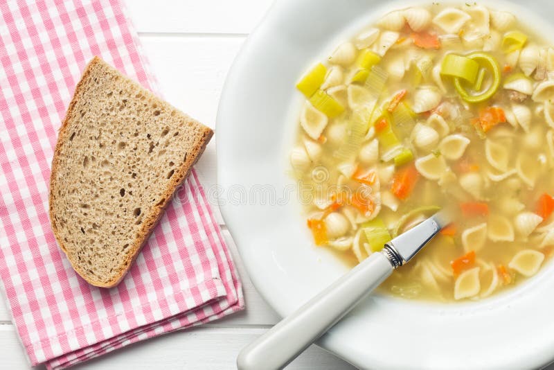 Vegetable soup with pasta stock image. Image of restaurant 50689957
