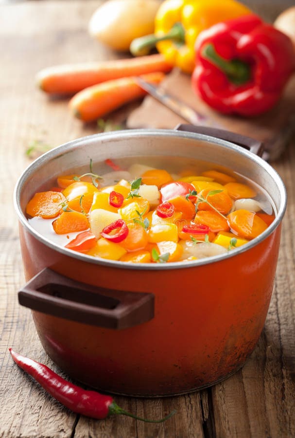 Vegetable soup in pot stock photo. Image of fresh, appetizer 27913946