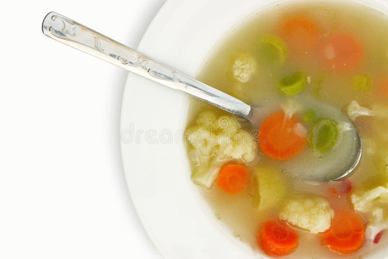 Vegetable soup on white