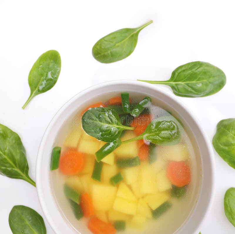 Hot Vegetable Soup with Spinach Stock Image - Image of view, herb