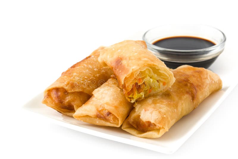 Vegetable spring rolls isolated