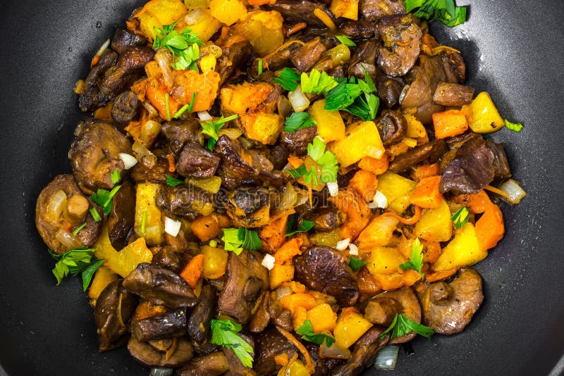 Vegetable Stew with Pumpkin, Celery and Mushrooms Stock Photo Image