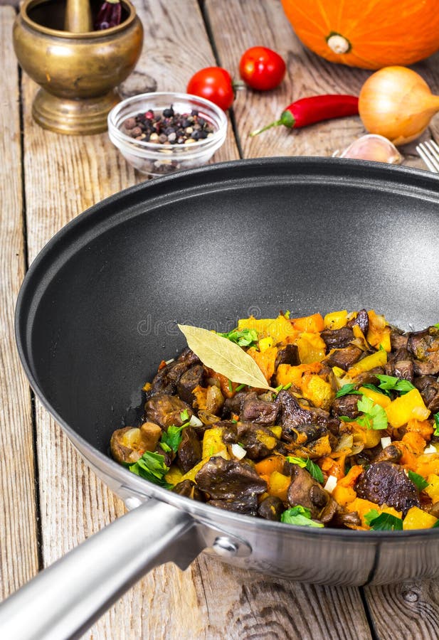 Vegetable Stew with Pumpkin, Celery and Mushrooms Stock Photo Image