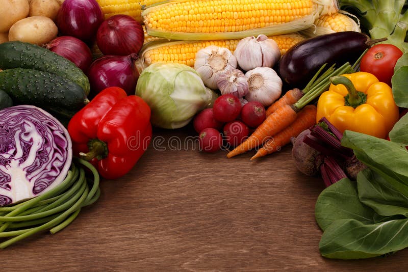 Vegetable on Wooden Texture Background Stock Image - Image of vintage ...
