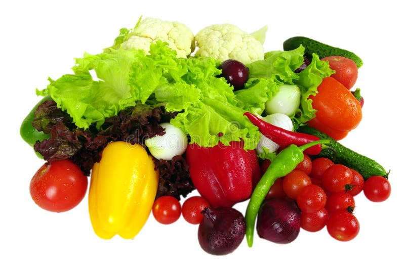 Verduras ensaladas, compró en El mercado.