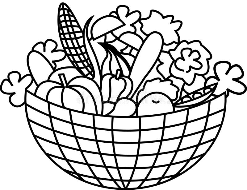 Vegetables in a basket royalty free illustration.