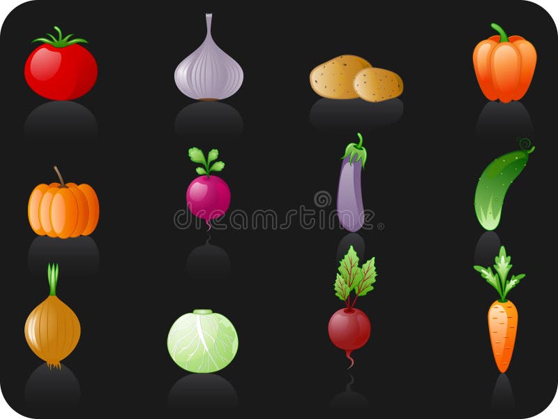 Vegetables_black Background Stock Vector Illustration of black
