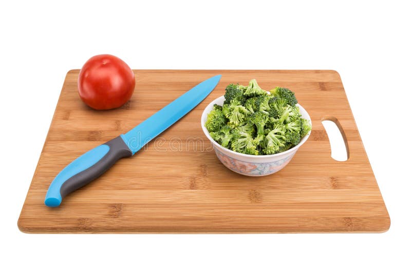 Vegetables on a Chopping Board and Knife. Stock Image Image of health