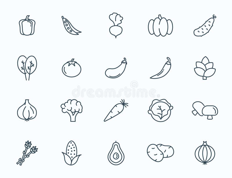 Vegetables Food Line Vector Icon. Pepper Tomato Outline Healthy ...