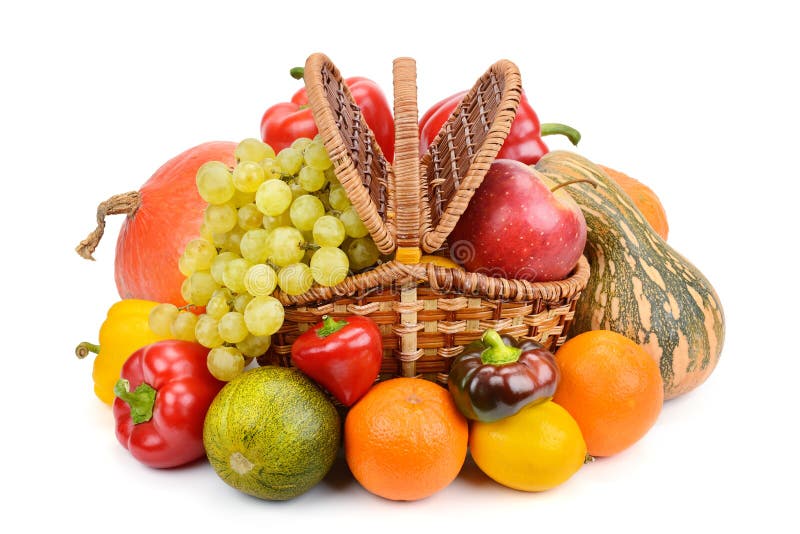Vegetables and Fruits in a Basket Stock Image Image of life, health 50686311