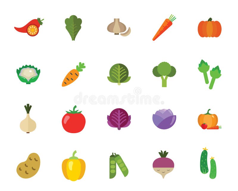 Vegetables icon set stock vector. Illustration of bell - 197608865