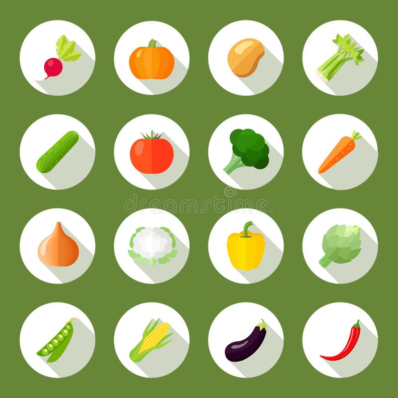 Vegetables icons set stock vector. Illustration of cartoon - 99024374