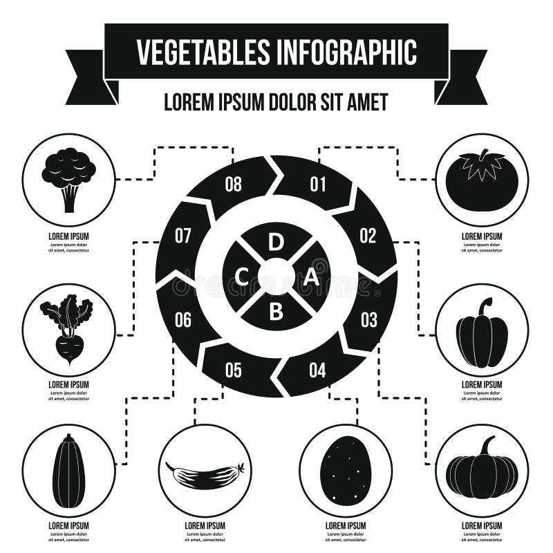 Vegetables infographic concept, simple style vector illustration