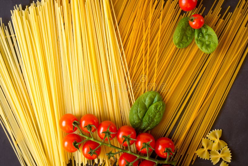 Vegetables with Italian Pasta, Macaroni. Spinach, Cherry Tomatoes , Cheese Stock Image Image