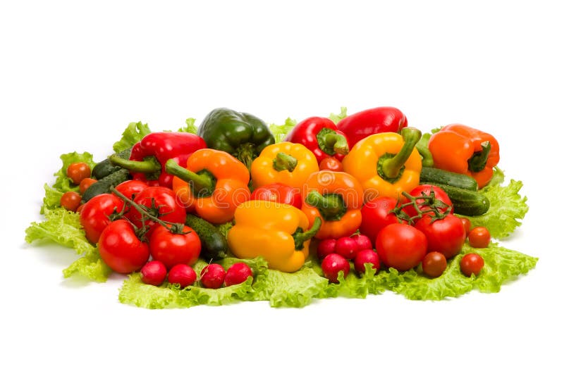 Vegetables on leaf lettuce