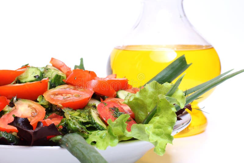 Vegetables and oil bottle