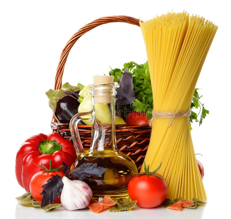 Vegetables, Pasta and Olive Oil Stock Image Image of tomato, bottle