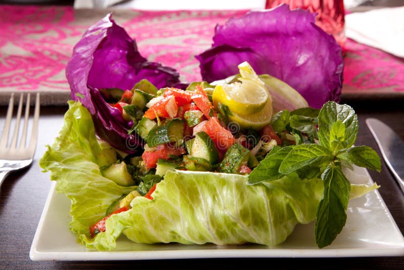 Vegetables salad with red cabbage