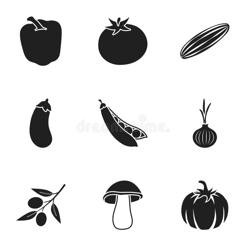 Vegetables Set Icons in Black Style. Big Collection of Vegetables ...