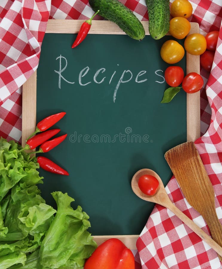 Vegetables still life with recipes blank