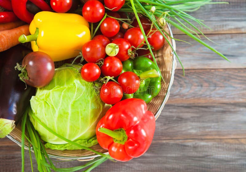 Vegetables still life on wooden background