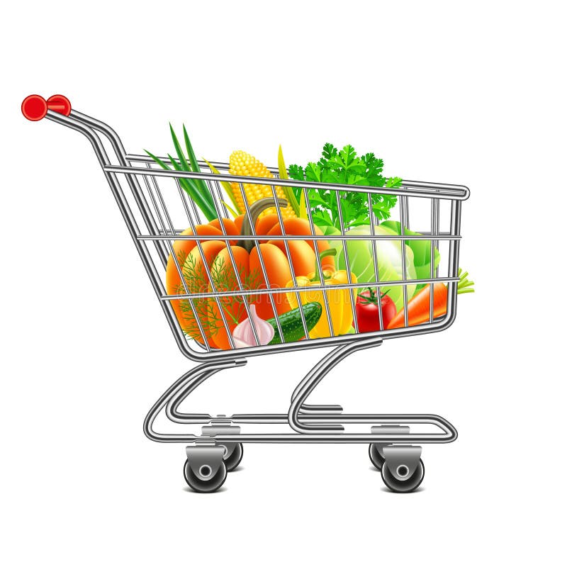 Vegetables in supermarket cart isolated vector royalty free illustration Vegetables in supermarket cart isolated vector royalty free illustration