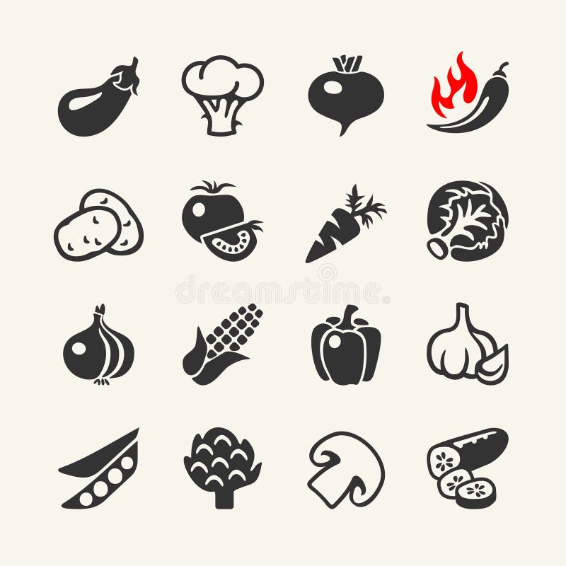 Vegetables vector web icon set vector illustration