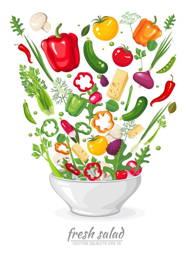 Vegetais na salada do vegetariano no fundo branco Alimento biológico saudável em uma placa Grupo de ingredientes para cozinhar no ilustração do vetor Vegetais na salada do vegetariano no fundo branco Alimento biológico saudável em uma placa Grupo de ingredientes para cozinhar no ilustração do vetor