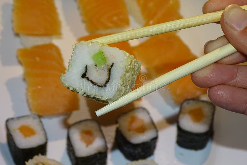 Vegetal maki, sushimat i detalj arkivfoton Vegetal maki, sushimat i detalj arkivfoton