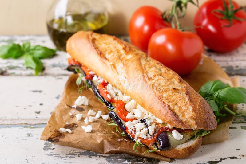 Vegetarian baguette sandwich