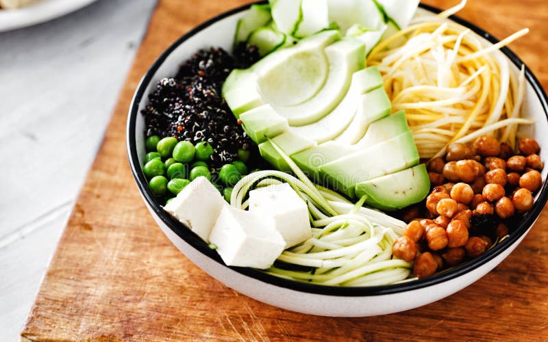Vegetarian buddha bowl Clean healthy food Spiralized vegetables royalty free stock images Vegetarian buddha bowl Clean healthy food Spiralized vegetables royalty free stock images