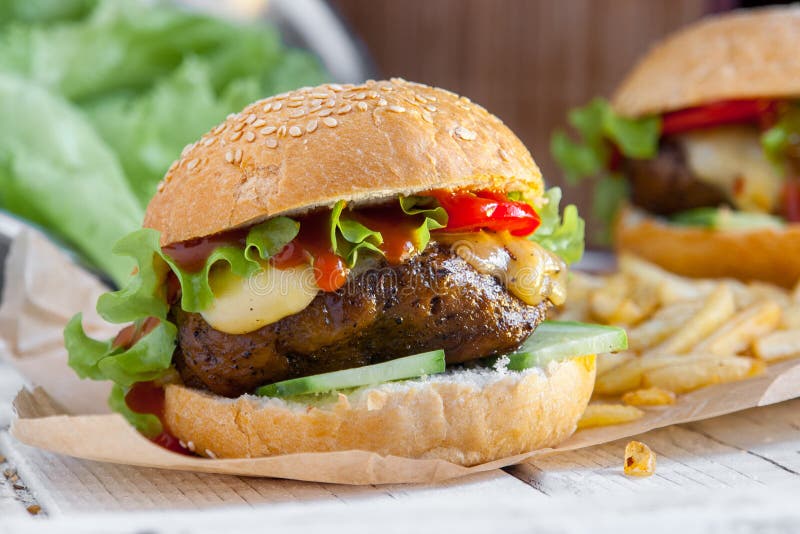 Vegetarian Burger with the Seitan Vegan Meat Stock Photo Image of