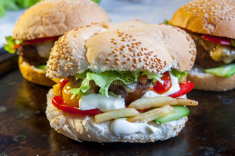 Vegetarian Burger with the Seitan Vegan Meat Stock Photo Image of