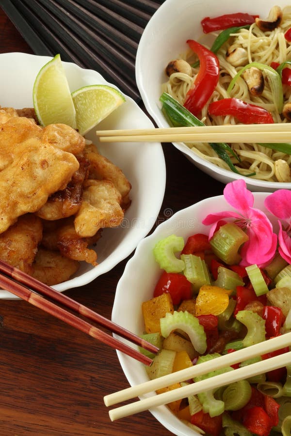 Buffet of Assorted of Chinese Food Dishes Stock Photo Image of rice