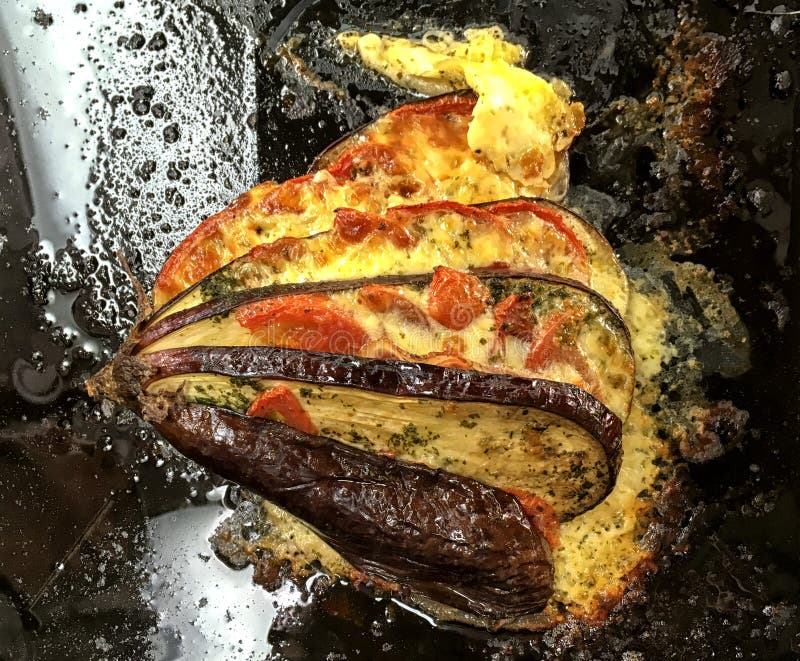 Vegetarian Grilled Eggplant with Spices. Oven Fried Stock Image Image