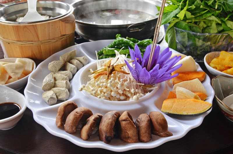 Vegetarian health hot pot stock photo. Image of king 58284280