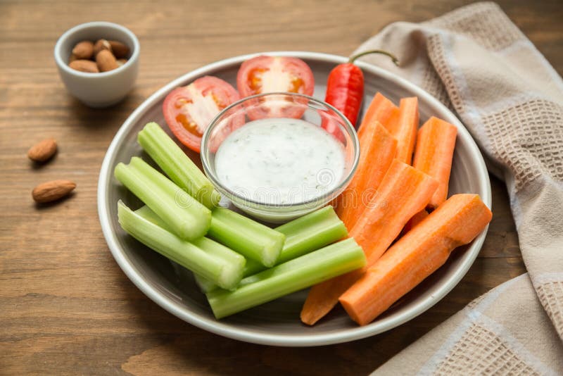 Vegetarian Healthy Snacks, Vegetable Snack Carrots, Celery, Tom Stock