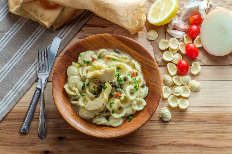 Vegetarian Orecchiette Piccata Pasta