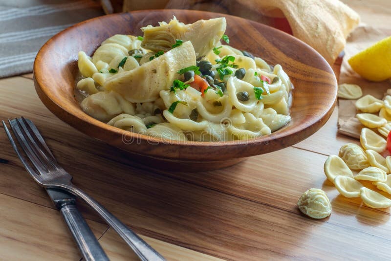 Vegetarian Orecchiette Piccata Pasta