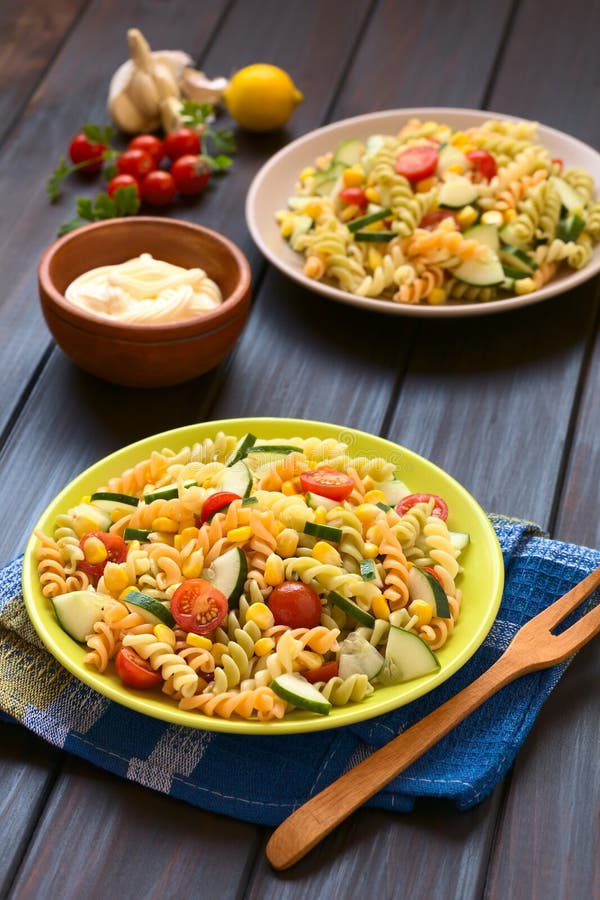 Vegetarian Pasta Salad stock image. Image of rustic, food - 51727691