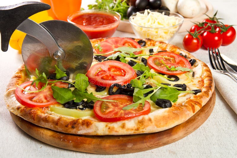 Pepperoni pizza stock image. Image of food, olive, italy - 11350135