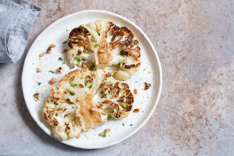 Vegetarian Roasted Cauliflower Steak Stock Photo Image of diet