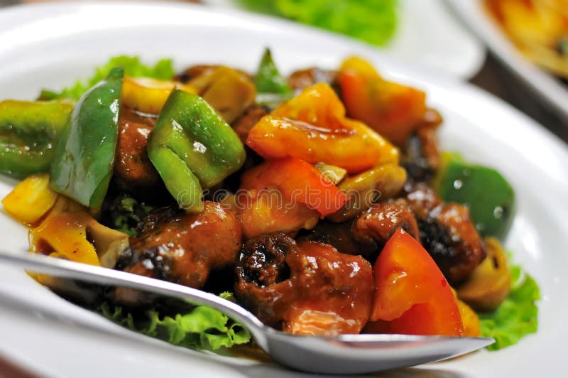 Vegetarian sweet and sour pork cuisine